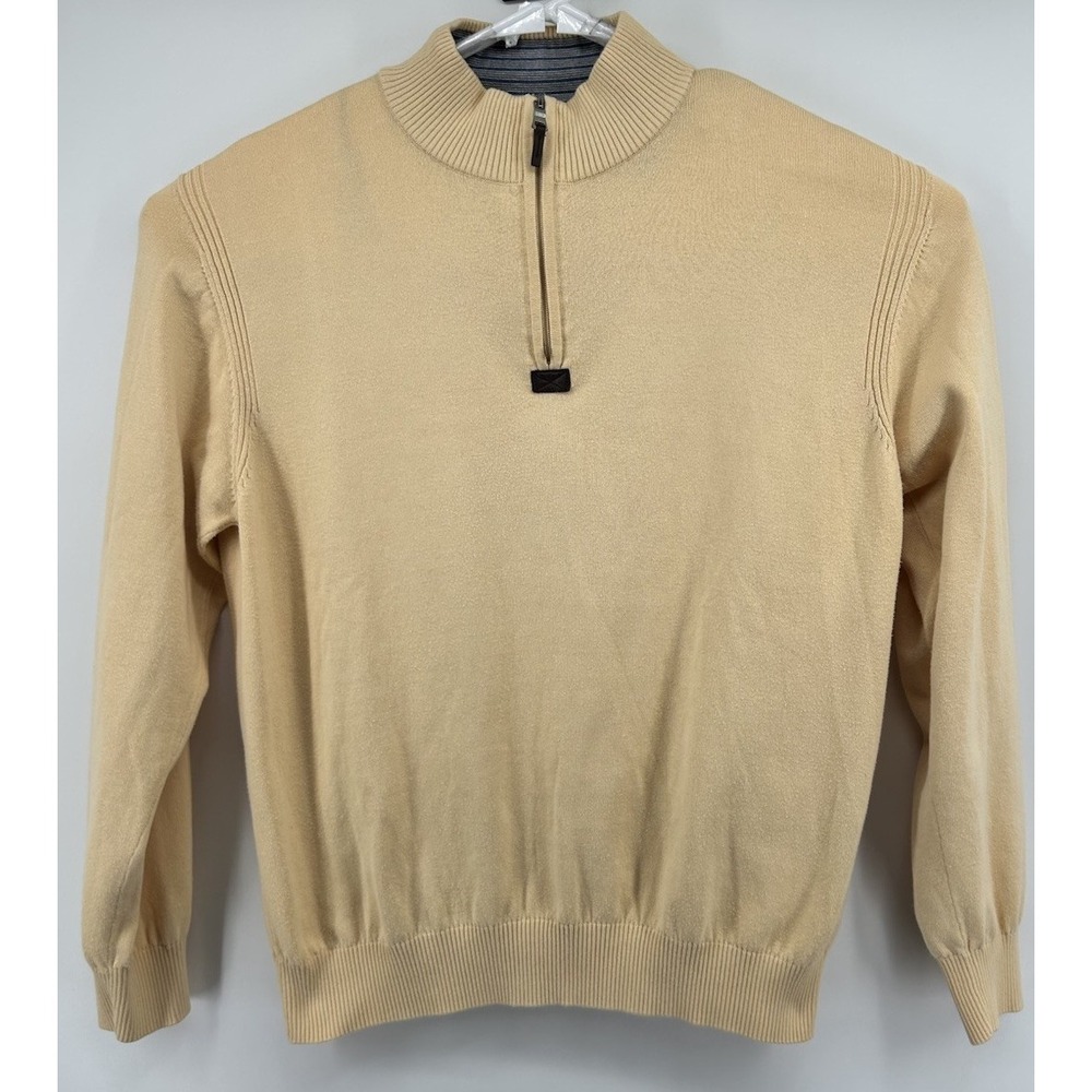 Allen Edmonds Quarter‎ Zip Pullover Sweater Yellow Men's Size Large